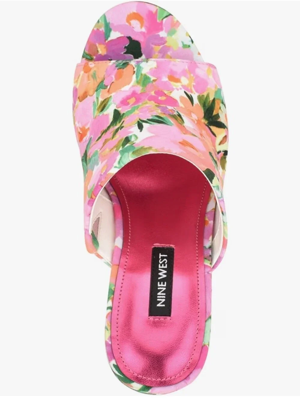 Nine West Floral Platform Mule Heels in Pink and Green